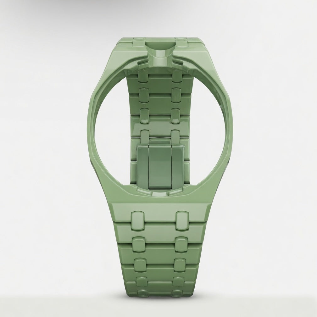 Blue ceramic Swatch watch band — Blaue Acht premium replacement strap — Bands For Pops — Royal Pops — Audemars Piguet style