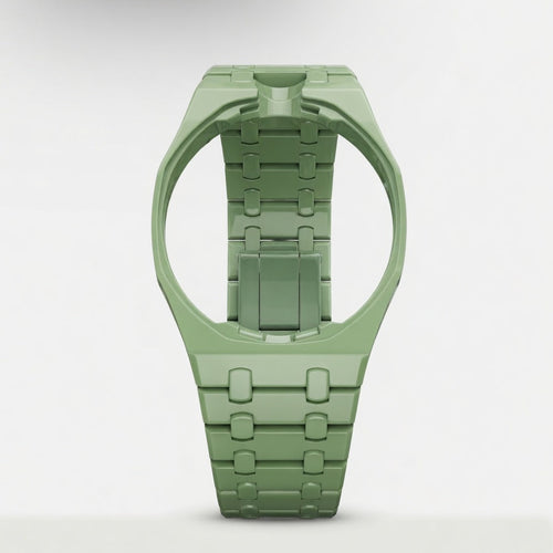 Blue ceramic Swatch watch band — Blaue Acht premium replacement strap — Bands For Pops — Royal Pops — Audemars Piguet style