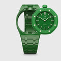 Green ceramic Swatch watch band — Green Eight premium replacement strap — Bands For Pops — Royal Pops — Audemars Piguet style