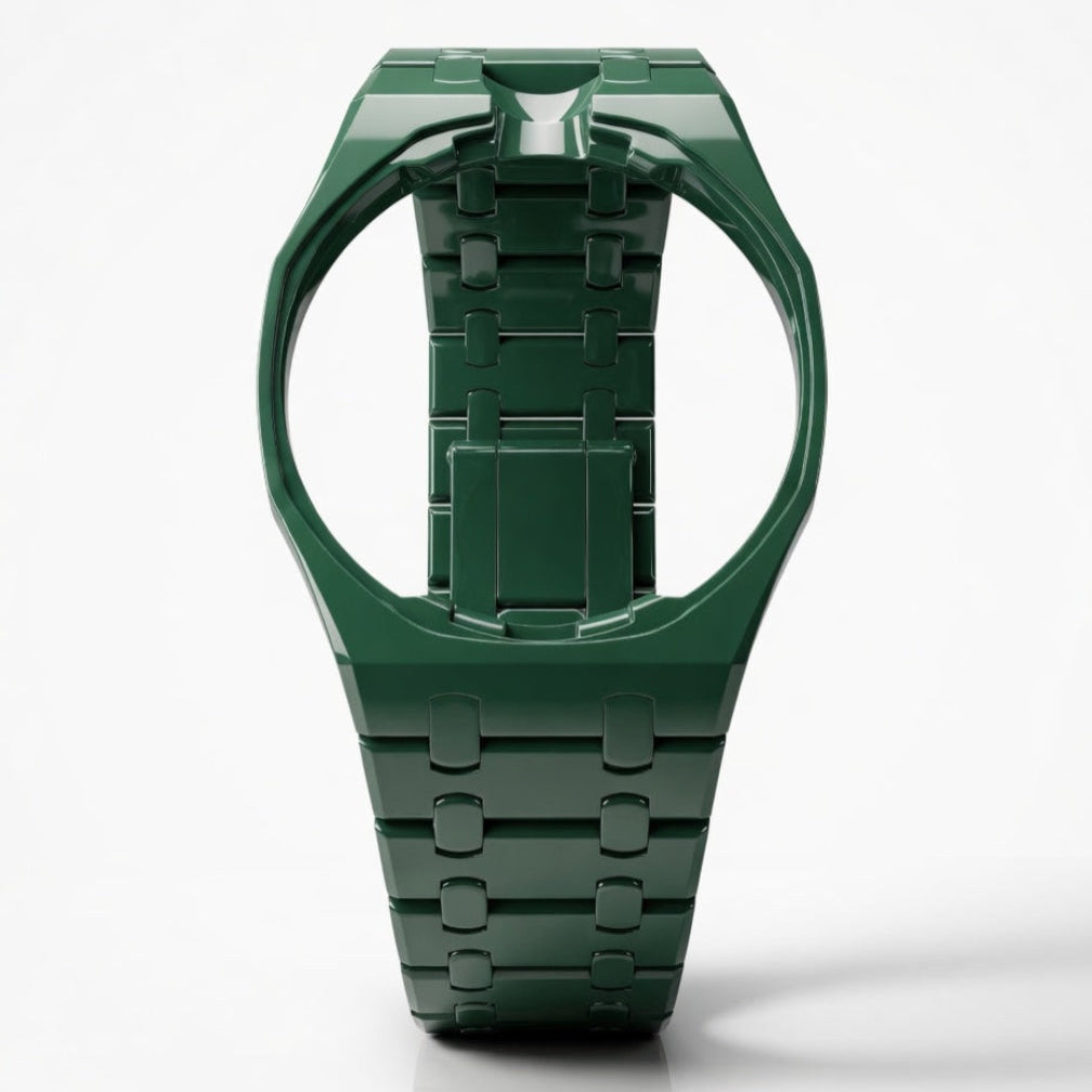 Green ceramic Swatch watch band — Green Eight premium replacement strap — Bands For Pops — Royal Pops — Audemars Piguet style