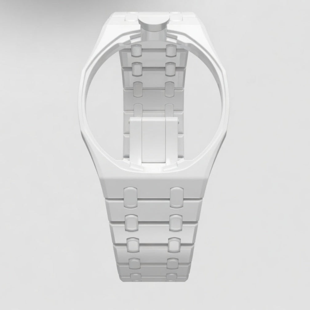 White ceramic Swatch watch band — Huit Blanc premium replacement strap — Bands For Pops — Royal Pops — Audemars Piguet style