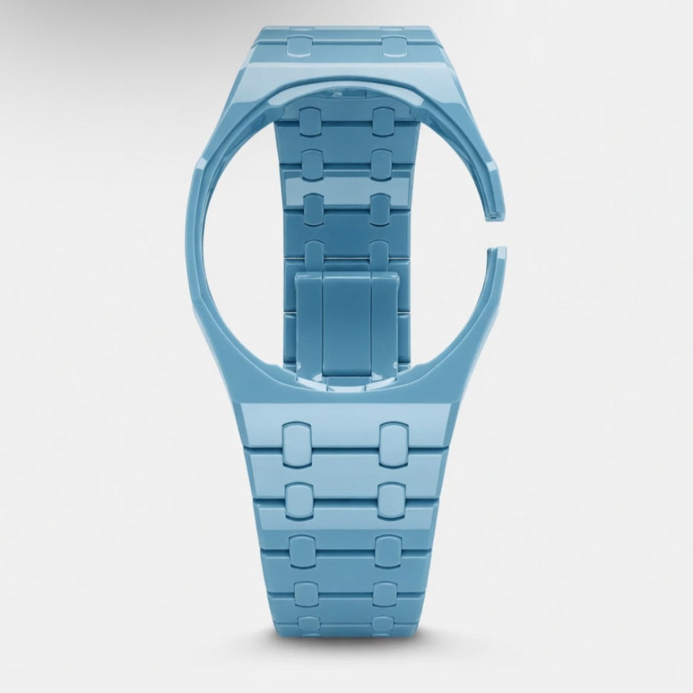 Sky Blue ceramic Swatch watch band — Lan Ba premium replacement strap — Bands For Pops — Royal Pops — Audemars Piguet style