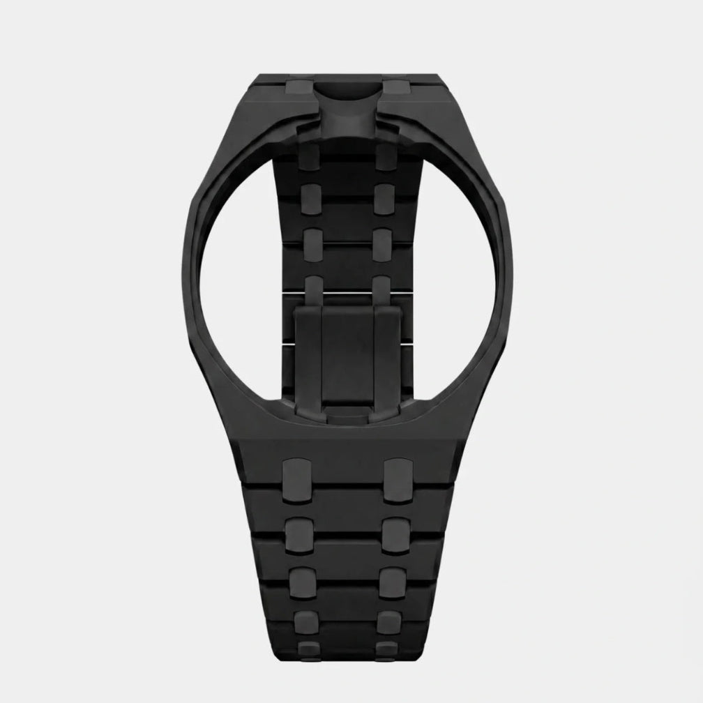 Black plastic Swatch watch band — Ocho Negro custom replacement strap — Bands For Pops — Royal Pops — Audemars Piguet style
