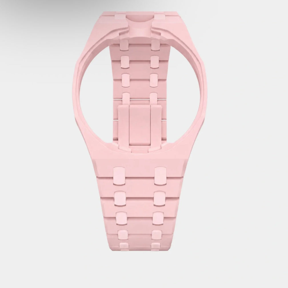 Red plastic Swatch watch band — Otto Rosso custom replacement strap — Bands For Pops — Royal Pops — Audemars Piguet style