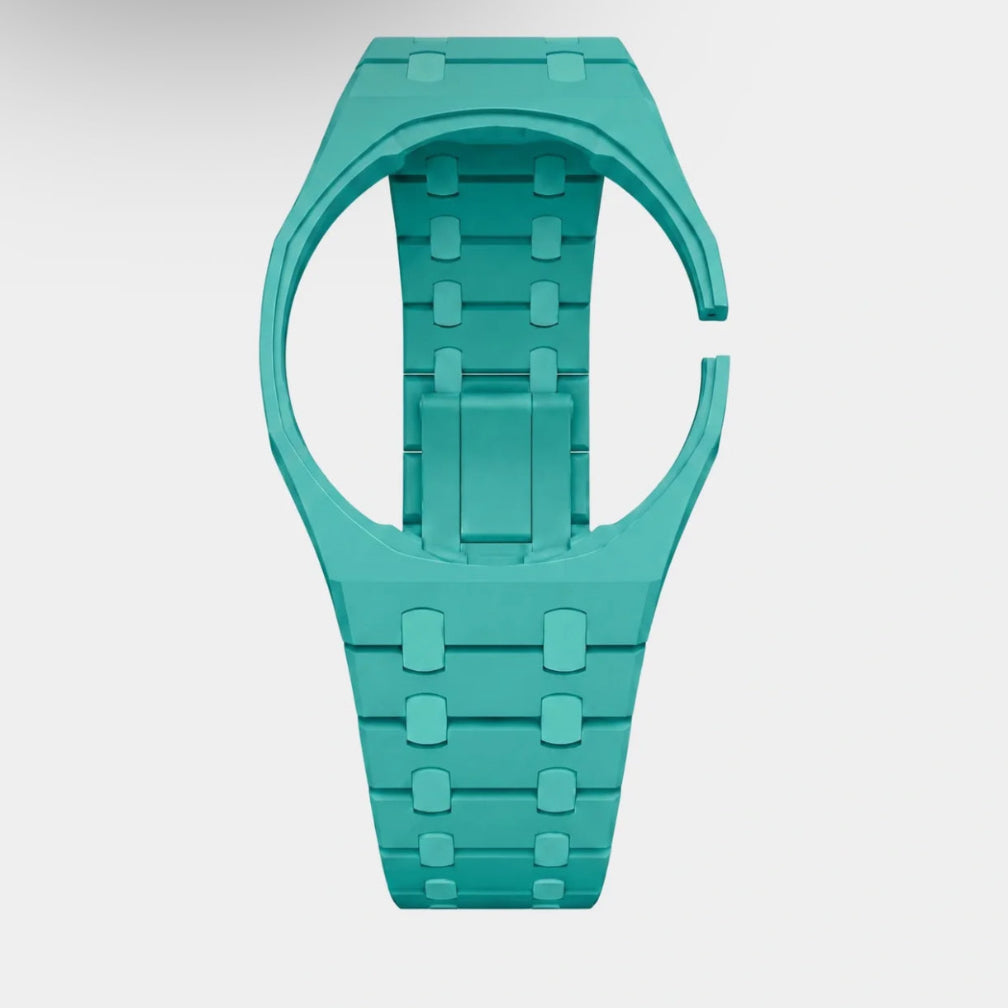 Mint green plastic Swatch watch band — Otz Roz custom replacement strap — Bands For Pops — Royal Pops — Audemars Piguet style